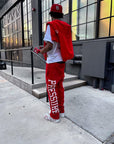 PRESSURE JOGGERS | RED AND WHITE PUFF