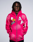 AP ZIP UP| PINK AND WHITE