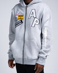 AP ZIP UP| GRAY AND WHITE
