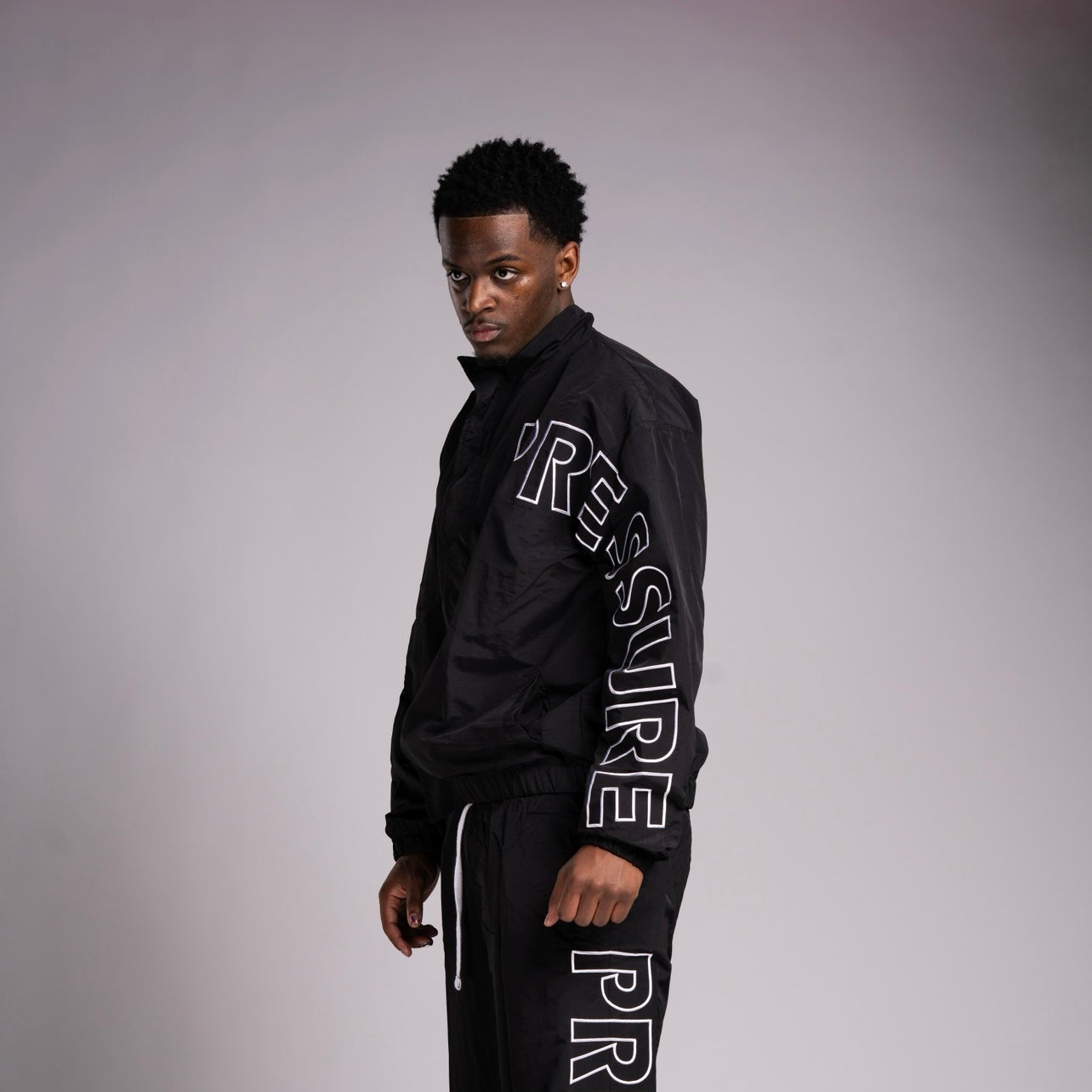 Pressure Nylon Zip Up- Black
