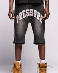 "Pressure" Denim Jorts- Black