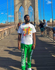 PRESSURE JOGGERS | GREEN AND WHITE PUFF