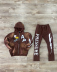 PRESSURE JOGGERS | BROWN AND WHITE PUFF