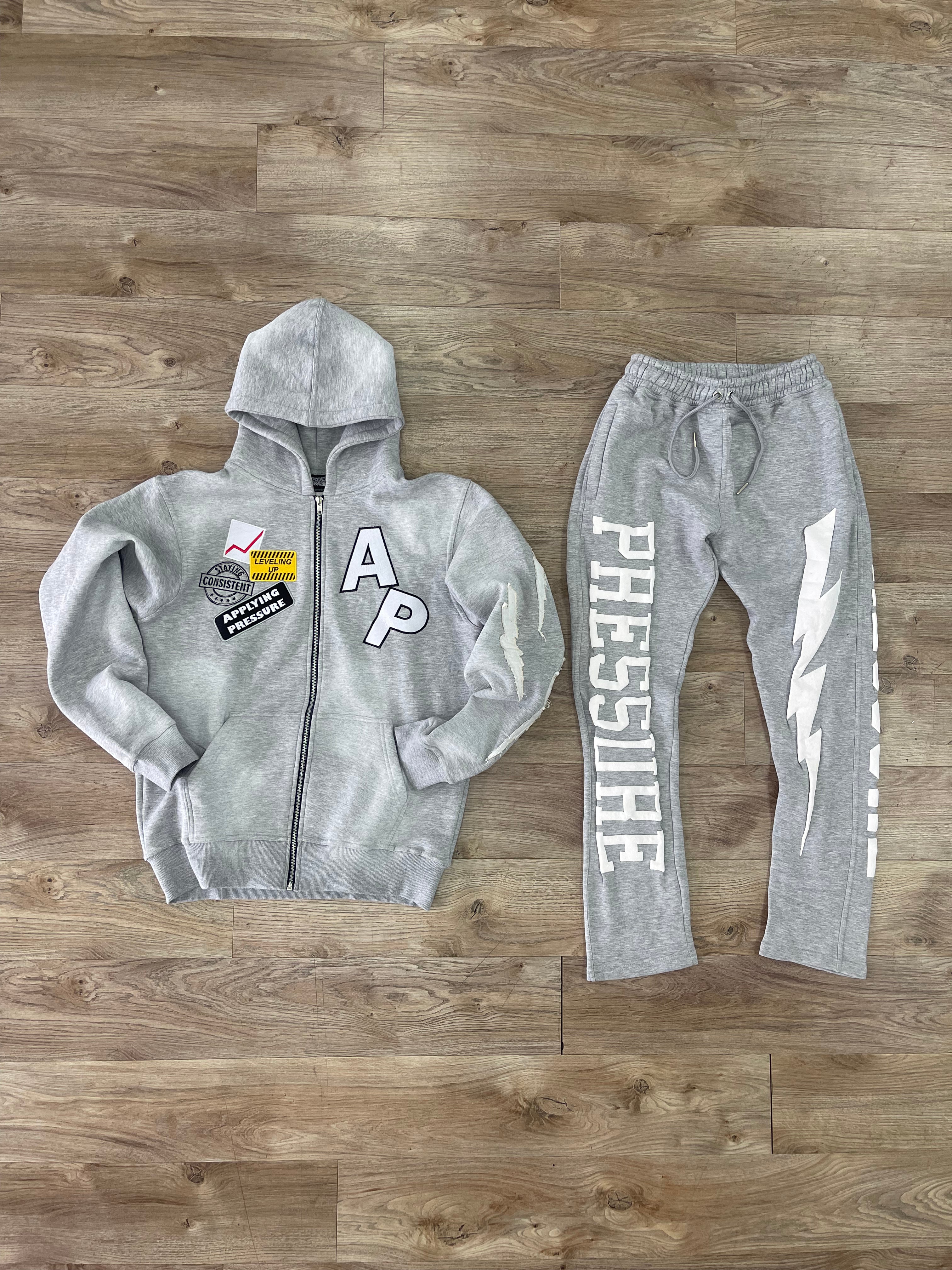 PRESSURE JOGGERS | GRAY AND WHITE PUFF