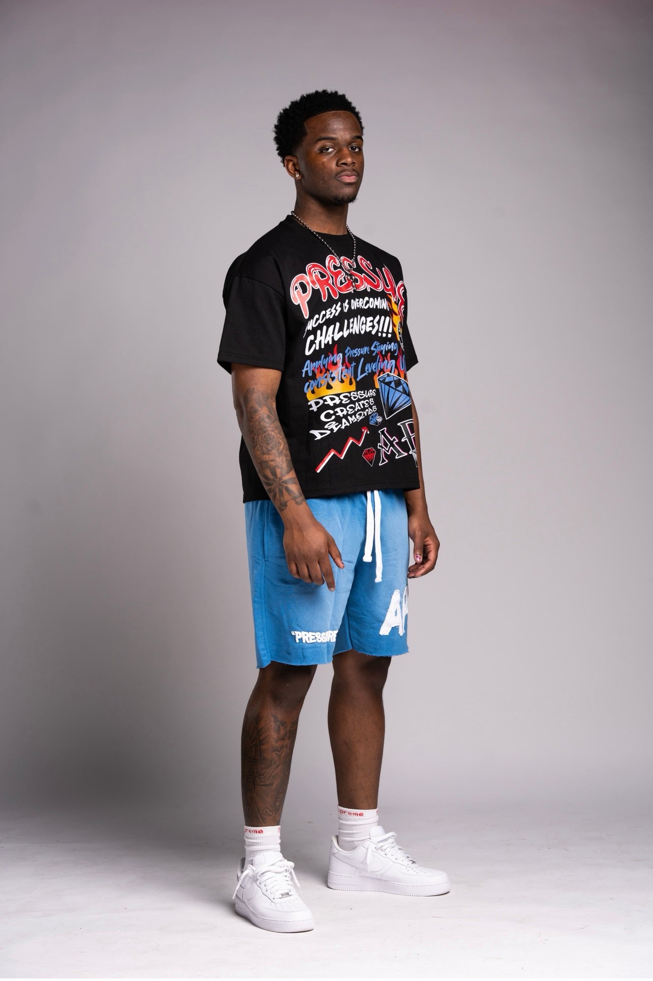 &quot;AP&quot; SHORTS| BLUE AND WHITE