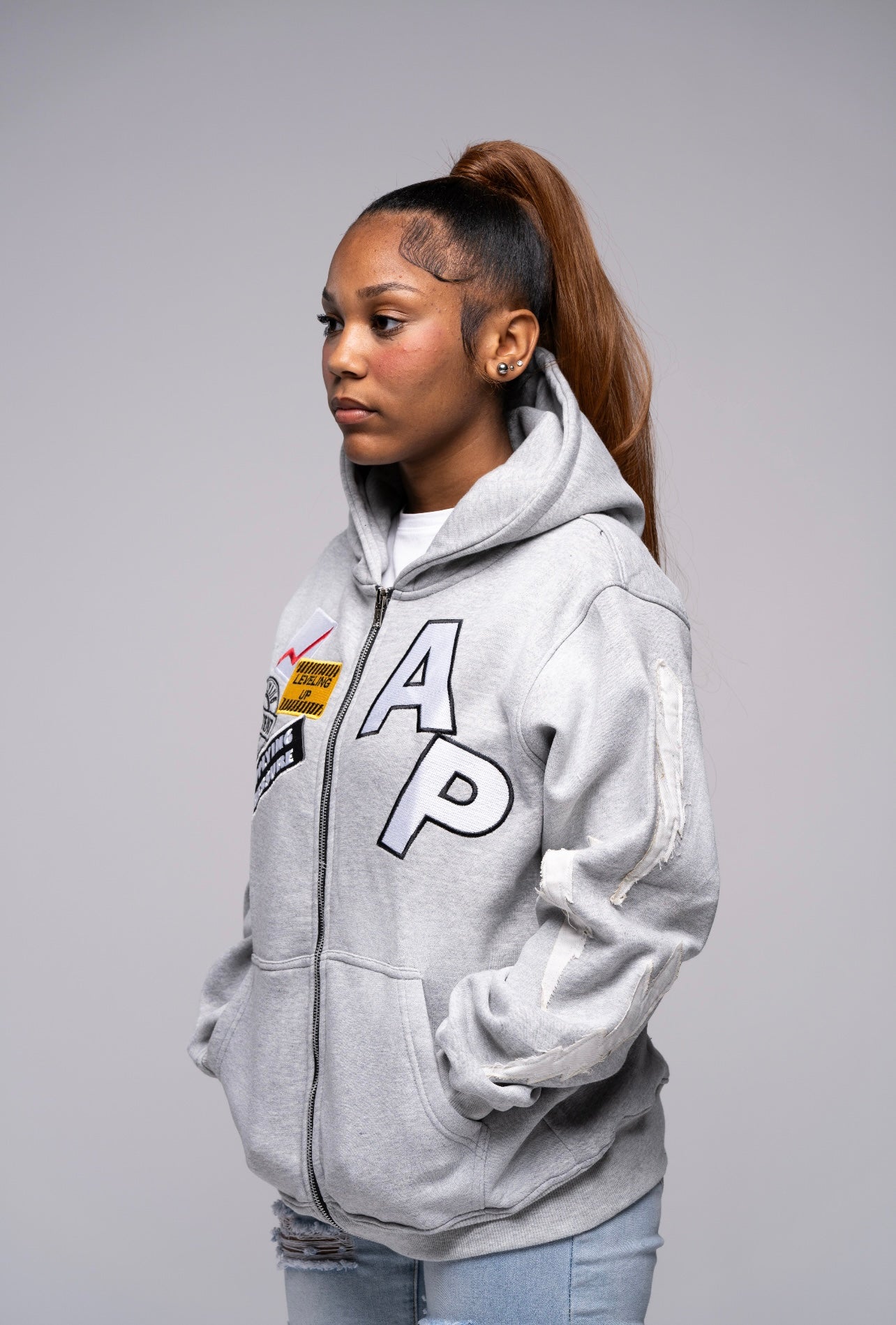 AP Zip Up - Gray And White